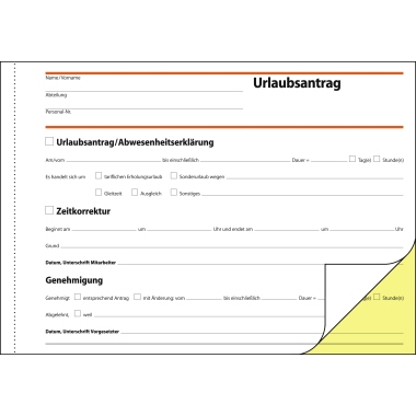 Urlaubsantragsblock Sigel SD 045 A 5q 0 2x40 Bltt