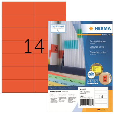 Etikett Herma 4557 105x42,3mm rot 