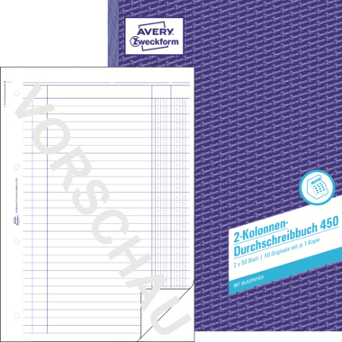 Kolonnenbuch Zweckf. 450 A4 2-Kolonnen 2x50 Blatt