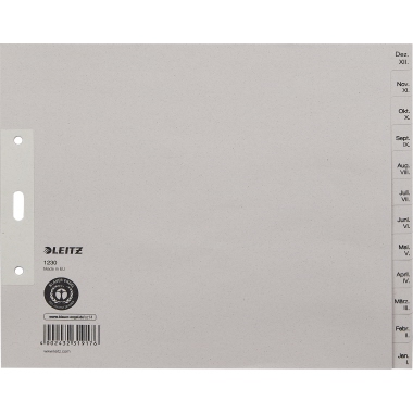 Register Leitz 1230 A4 hH Dez-Jan 12tlg. Papier, Halbe Höhe