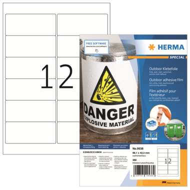 Etikett Herma 9538 99,1x42,3mm weiß PE-Folie Outdoor wetterfest
