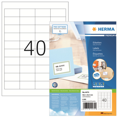 Etikett Herma 4474 48,5x25,4mm weiß Inkjet-, Laser- U. Kopier