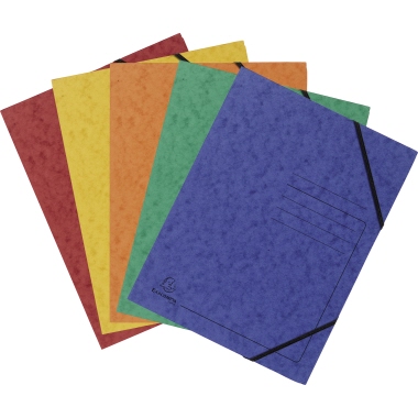 Eckspanner Exacompta 555410E A4 sortiert gelb, rot, grün, blau, orange, Gummizug