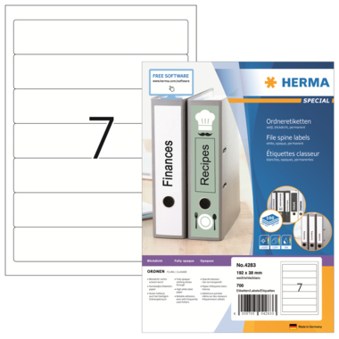 Rückenschild Herma 4283 PC weiß Kurz/schmal, Selbstklebend