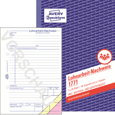 Lohnarbeitnachweis Avery 1771 A5 SD 