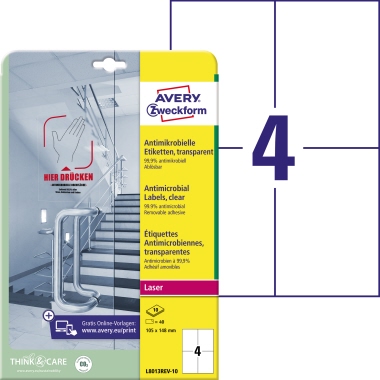 Etikett Avery Zweckform L8013REV-10 105x148mm transparent Folie 40 St.