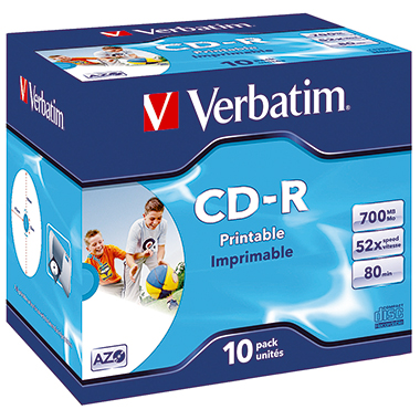 CD-R Verbatim 700MB 80Min. JC Printable Jewelcase,43325