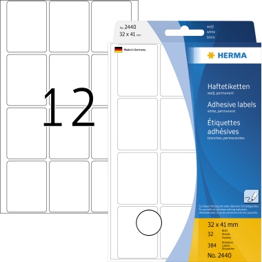 Etikett HERMA 2440 32x41mm weiß Vielzweck 512 St.