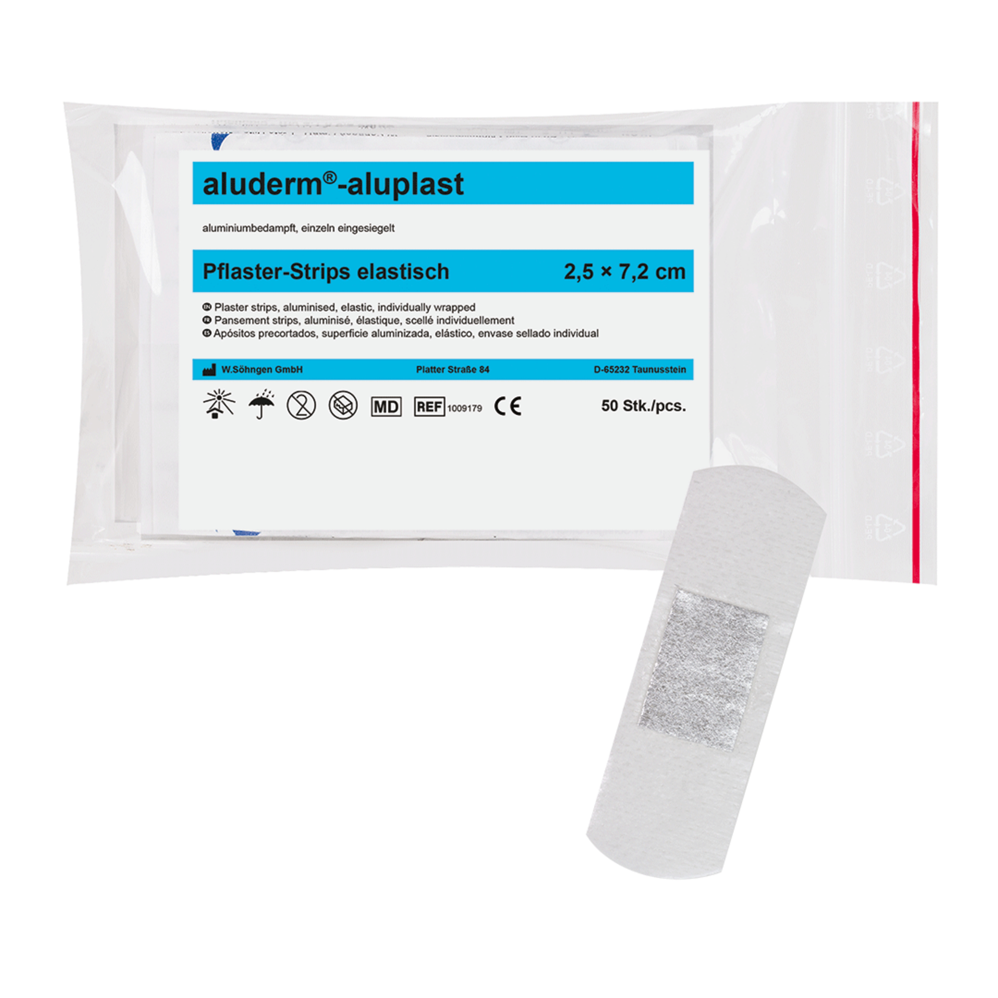Pflaster Söhngen 1009179 aluderm 2,5X7,2cm weiß Aluplast
