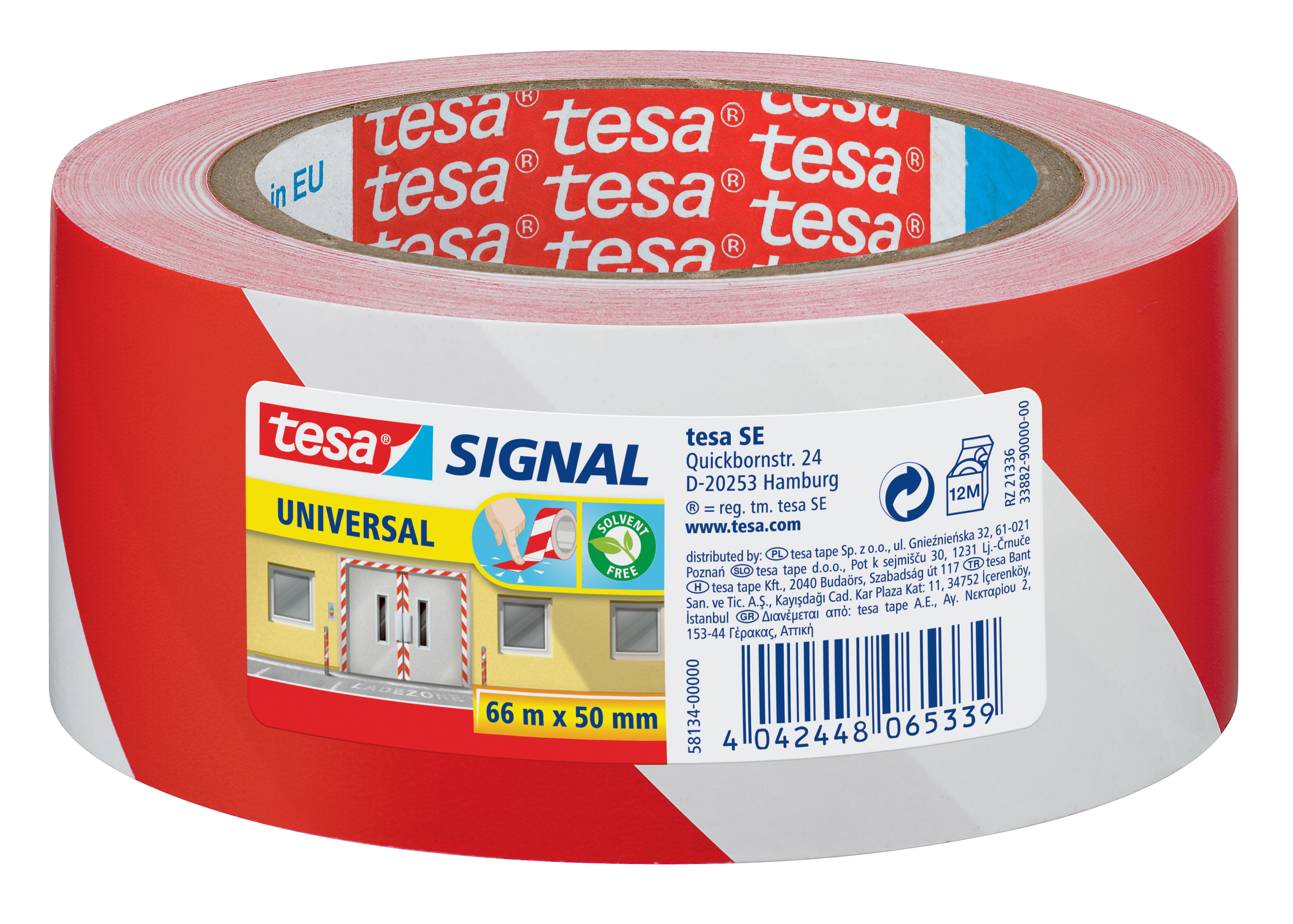 Klebeband Tesa 58134 66mx50mm rot/weiß Signal Markierungs Universal