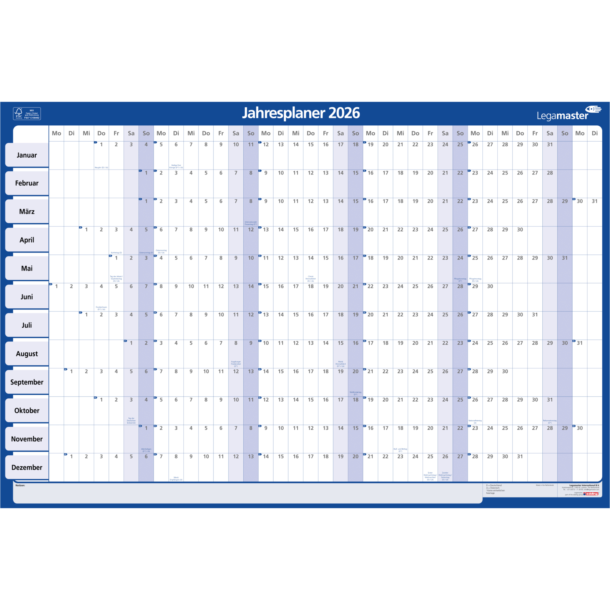 Jahresplaner Legamaster 420021 2025 60x90cm