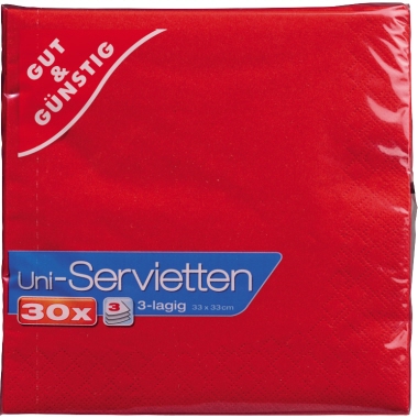 Serviette 33x33cm rot 30 Stück 
