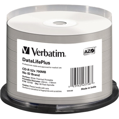 CD-R Verbatim 50er Spindel thermoprint. Printable, 43582