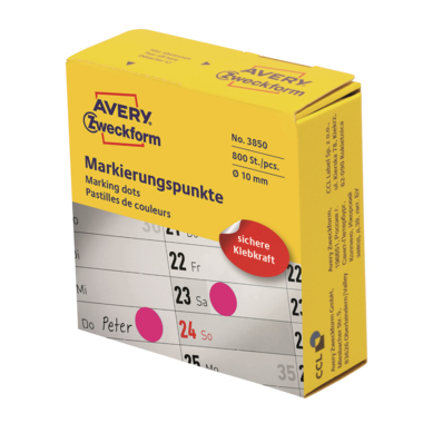 Etikett Avery Zweckform 3850 Ø-10mm magenta Markierungspunkte 800 St.