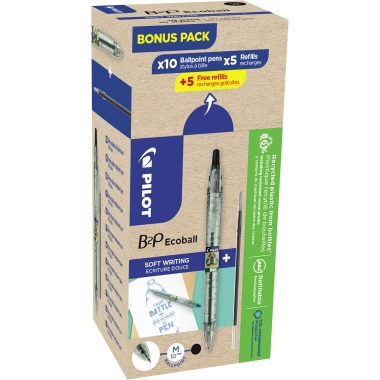 Kugelschreiber Pilot Ecoball Greenp. sw B2p 10 Schreiber + 10 Minen