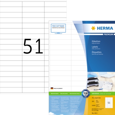Etikett Herma 4611 70x16,9mm weiß 