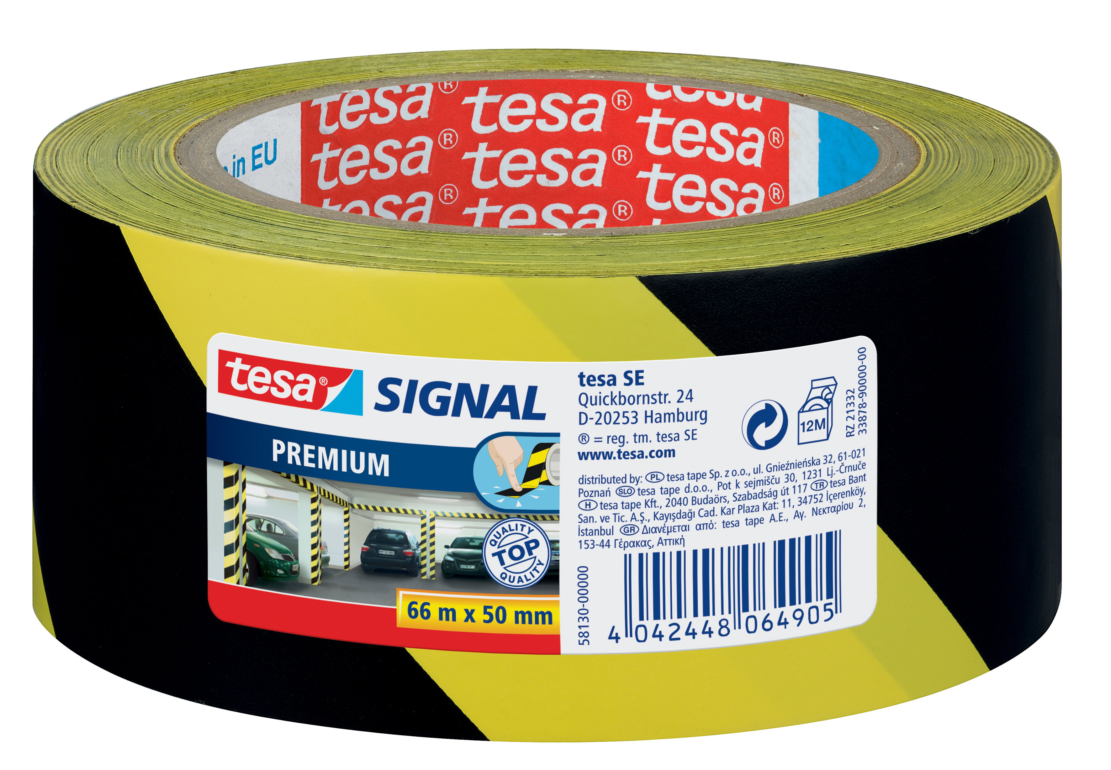 Signalkleb. PP Tesa 58130 66mx50mm gl/sw Markierungsklebeband Premium