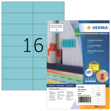 Etikett Herma 4258 105x37mm blau Inkjet-, Laser- U. Kopier