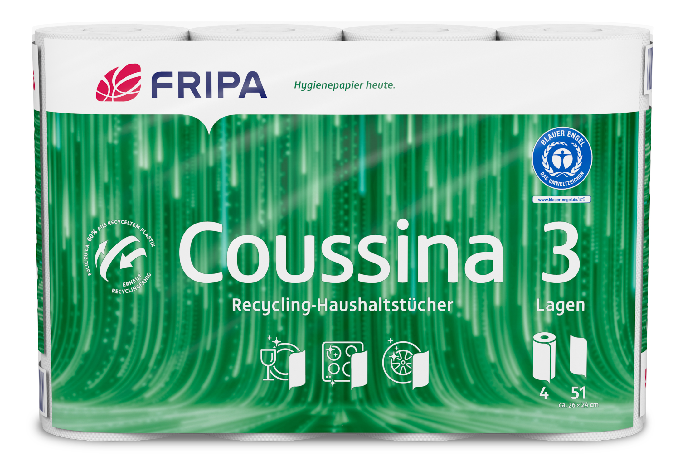 Küchenrolle Fripa Coussina 3204002 weiß 3-lagig weiß 4 St./Pack.
