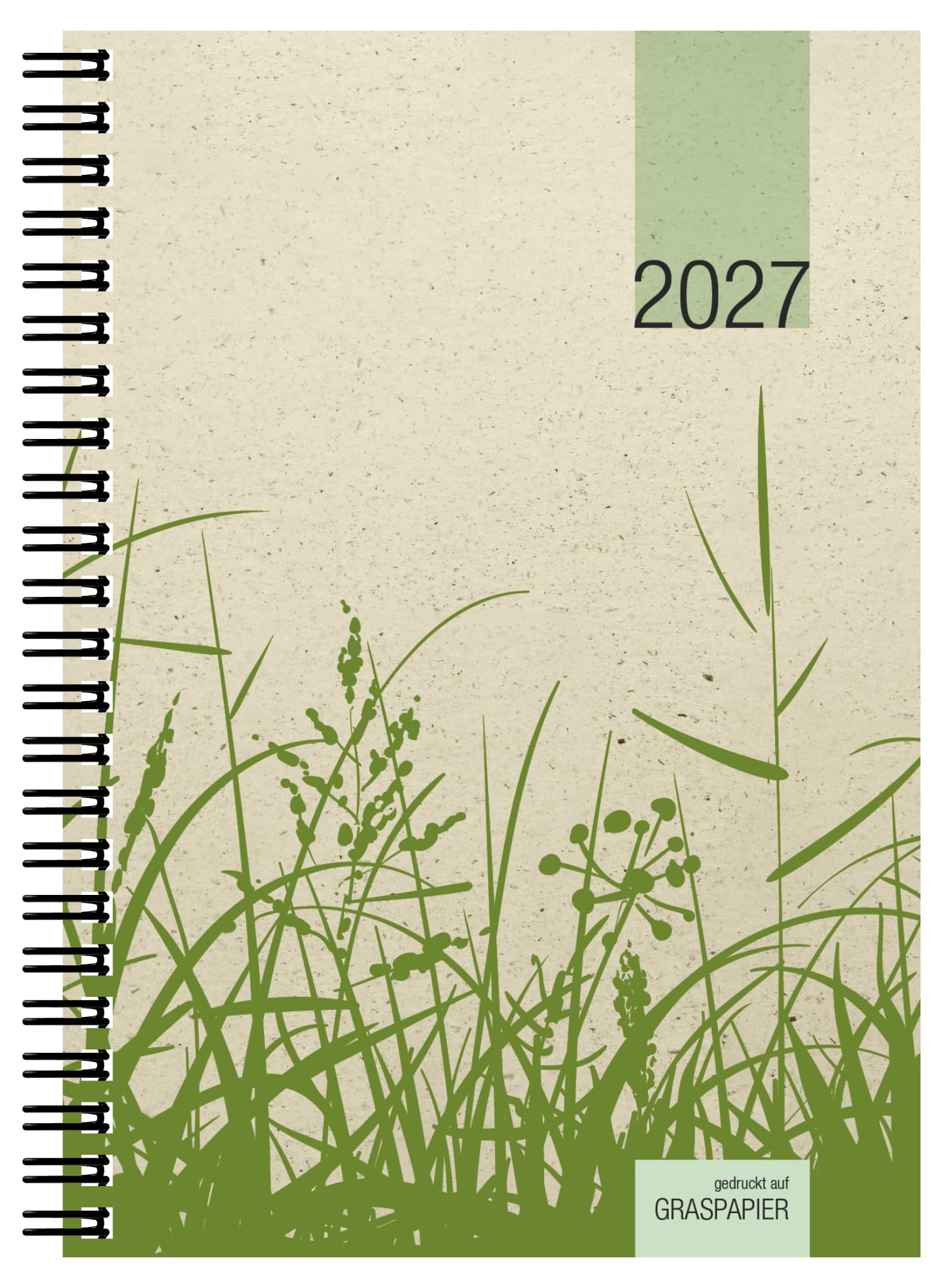 Wochenbuch Zettler 759-0640 1W/2S Gras 14x20cm 4-spr. Wire-o-bindung