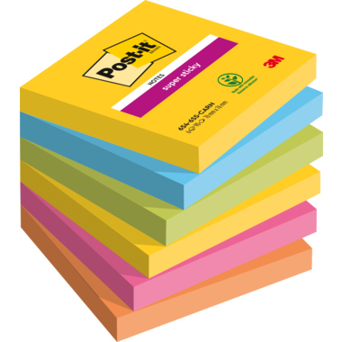 Haftnotiz Post-It 6546SS 76x76mm mixed Ultragelb,-blau,-pink,limonengr.,-orange
