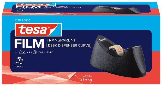 Tischabroller Tesa 53917 schwarz Easy Cut Curve 19mm x 33m