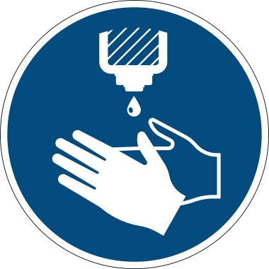 Hinweisschild Durable Hände desinfiz. 103806, rund, blau, selbstklebend
