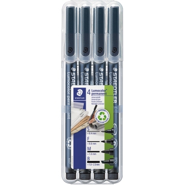 OHP-Marker Staedtler 31 9WP4GS Lumocolor permanent 4er Etui, 4 Stärke