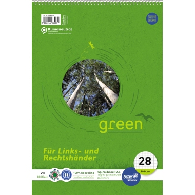 Spiralblock Ursus Green A4 70g kar. 80 Bl, 608565028