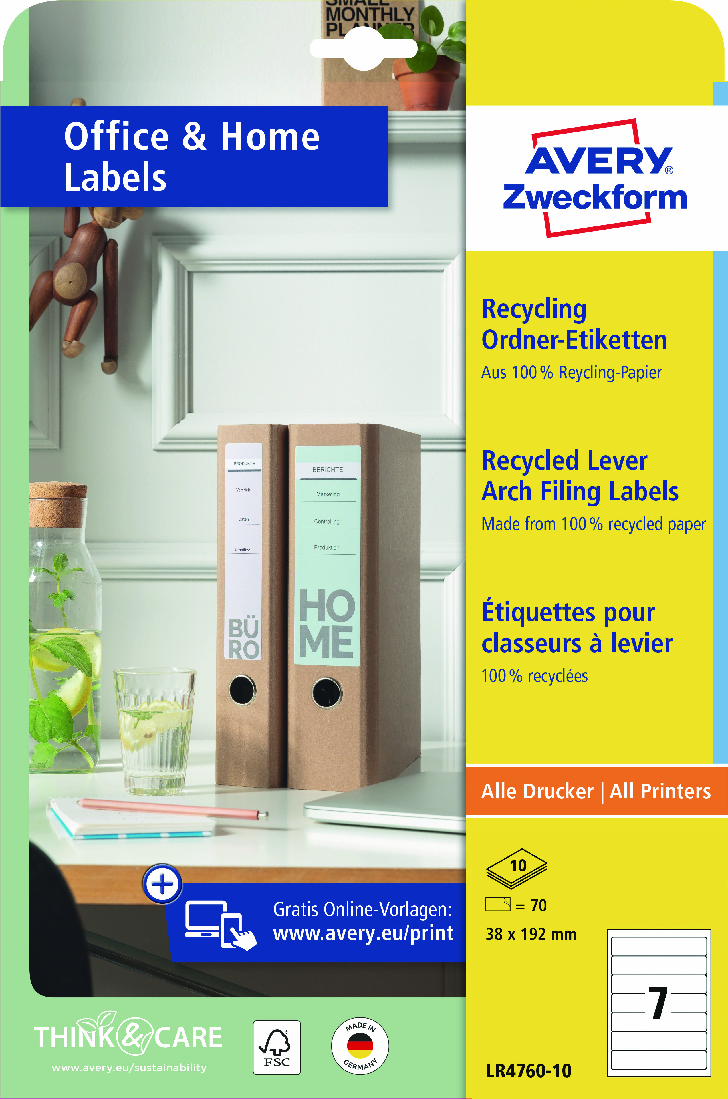 Rückenschild Zweckf. LR4760-10 weiß schmal/kurz, Recycling