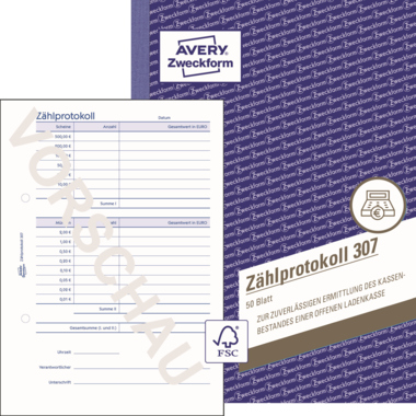 Zählprotokoll Zweckf. 307 A5 Mikroperforation gelöcht, 50bl