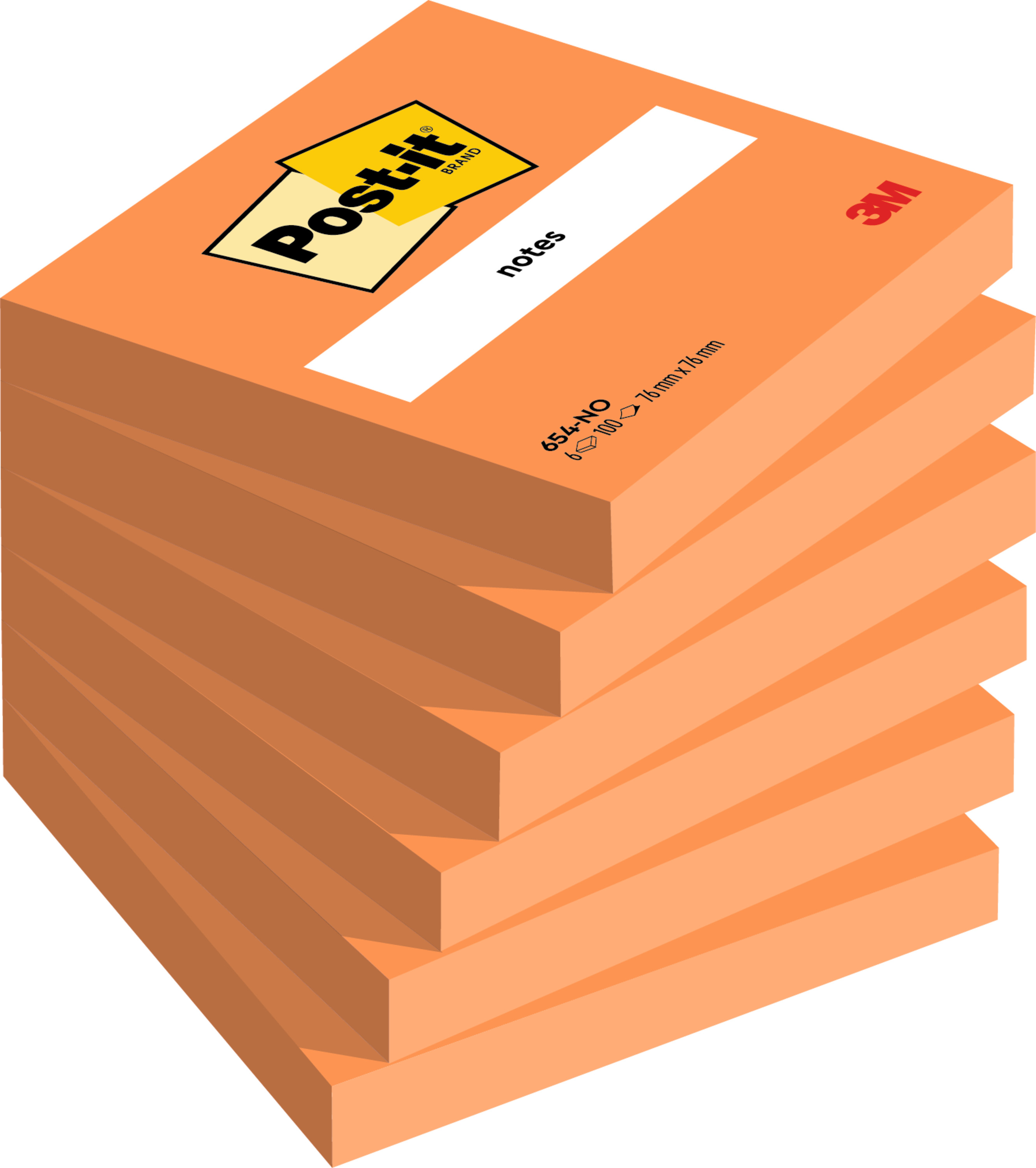 Haftnotiz Post-It 654N 76x76mm neonorang 
