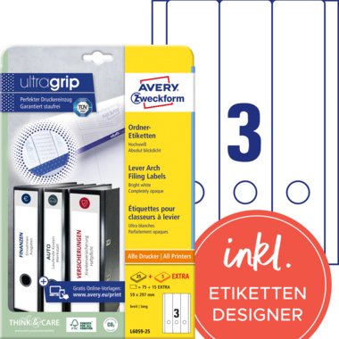 Rückenschild Avery Zweckform L6059-25 PC weiß breit/lang 90 St.