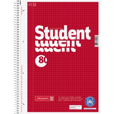 Collegeblock BRUNNEN A4 80 Blatt kariert recycling hochweiß