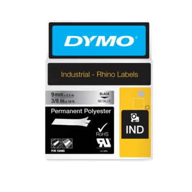 Schriftband Dymo 18485 9mmx5,5m sw/me Schwarz Auf Metallic