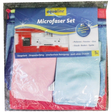 Mikrofasertücher aQualine 2449 sortiert rot, blau, rosa, hellblau, gelb