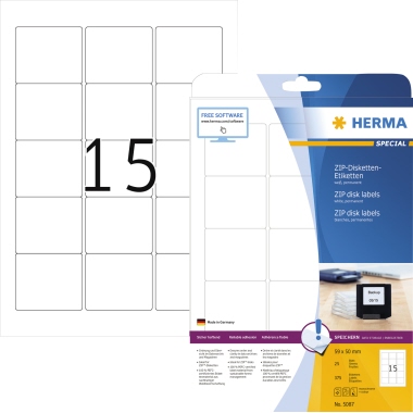 Etikett Herma 5087 59,0x50,0mm weiß Ilaser- U. Kopier Zip-disketten