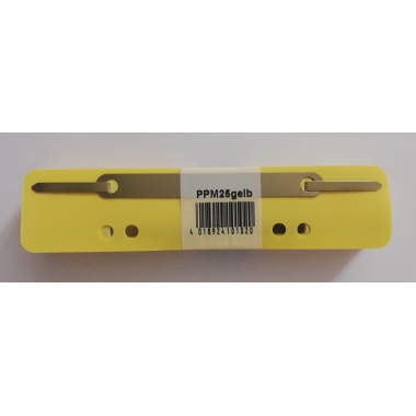Heftstreifen kurz PP Metall-Deckleiste gelb 3,8x15cm 25 St. Heftstreifen kurz PP Metall-Deckleiste gelb 3,8x15cm 25 St.
