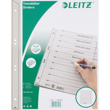 Trennblatt Leitz 1650 A4 Überbreite grau Kraftkarton Rc, 24x30cm
