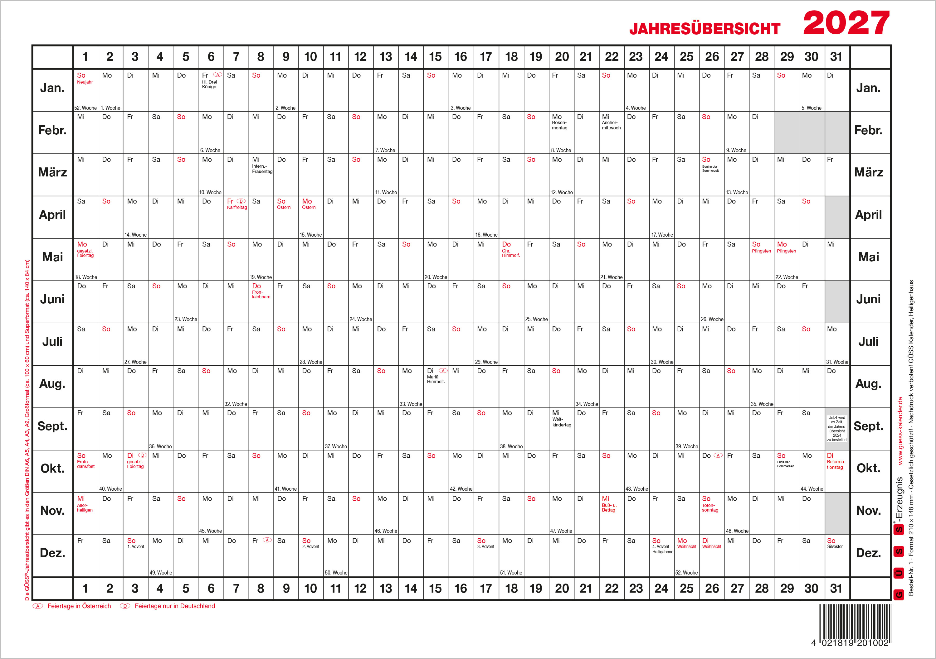 Jahresübersicht Güss 1 A5 15x20cm 5x20cm