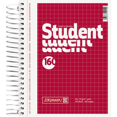 Collegeblock BRUNNEN 1067392 A6 kariert 160 Blatt