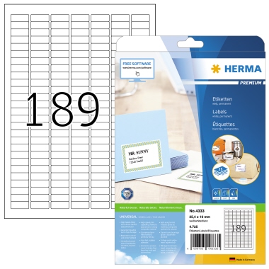Etikett Herma 4333 25,47x10,0 mm weiß Inkjet-, Laser- U. Kopier