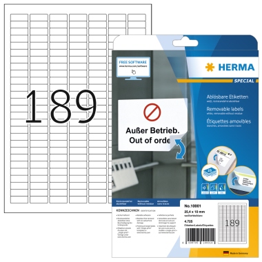 Etikett Herma 10001 25,4x10,0mm weiß Movables