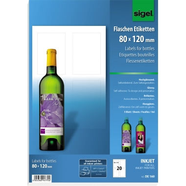 SIGEL Flaschenetikett 80 x 120 mm (B x H)_17206
