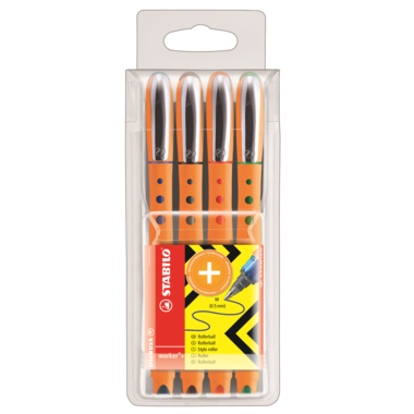 Tintenroller Stabilo Worker+ 2018/4er Sortiert 4 Farben, Medium 0,5mm