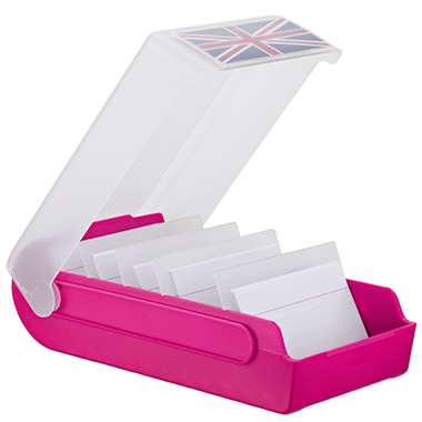 Karteibox Helit H6901125 BeeBox A7 quer Himbeer-transluzent, Mit 4 Trennstegen Karteibox Helit H6901125 BeeBox A7 quer Himbeer-transluzent, Mit 4 Trennstegen