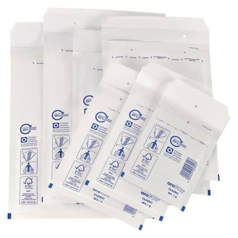 Luftpolstertasche aroFOL Gr. 7 hk weiß CLASSIC Trifixverschluss Pk. 100 Stück