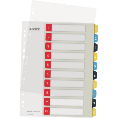 Register Leitz 1247 A4 Maxi 3farbig 1-10 Cosy PC-beschriftbar Pp