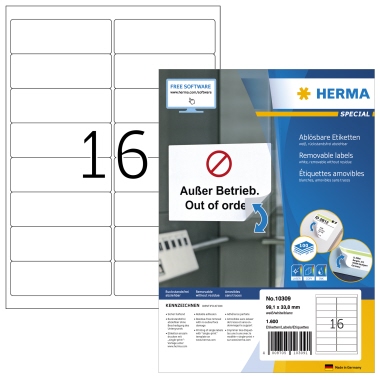 Etikett Herma 10309 99,1x33,8mm weiß Movables, Wiederablösbar
