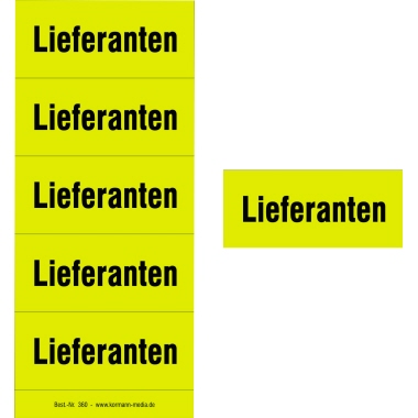 Inhaltsschilder Lieferanten gelb 